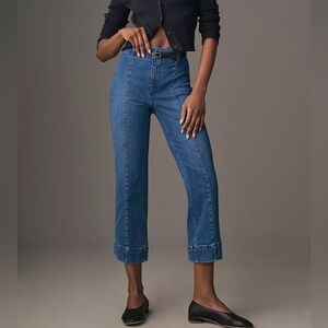 Anthro Pilcro 70s Slim High Rise Crop Flare Jean